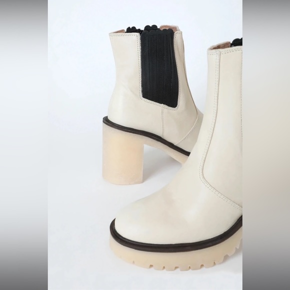NWT Free People James Chelsea chunky white leather ankle boots size 49 US size 9 - Picture 4 of 8